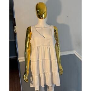 Crystal Doll Ivory Tiered Mini Dress Women’s Large Sleeveless Boho